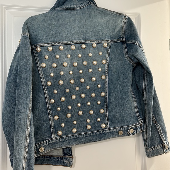LIKE NEW 7 for all man kind oversized pearl denim jacket - Picture 6 of 11